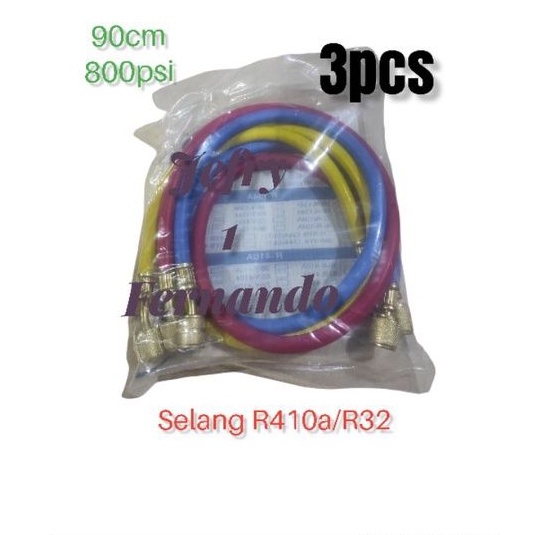 SELANG MANIFOLD R410 / R410A / R32 SELANG ANALIZER KABEL 90CM CHARGING HOSE 3PCS