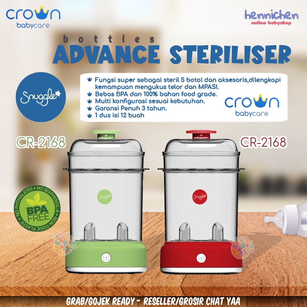 SNUGGLE BY CROWN CR2168 5 BOTTLES ADVANCE STERILISER PEMANAS SUSU ANAK BAYI STERILIZER BOTOL PENGHANGAT MAKANAN