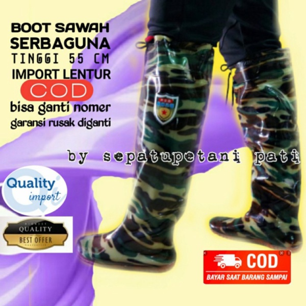 SEPATU BOOTS BOOT BUT PETANI SAWAH PRIA DORENG LORENG PANJANG KARET AP - hijau doreng