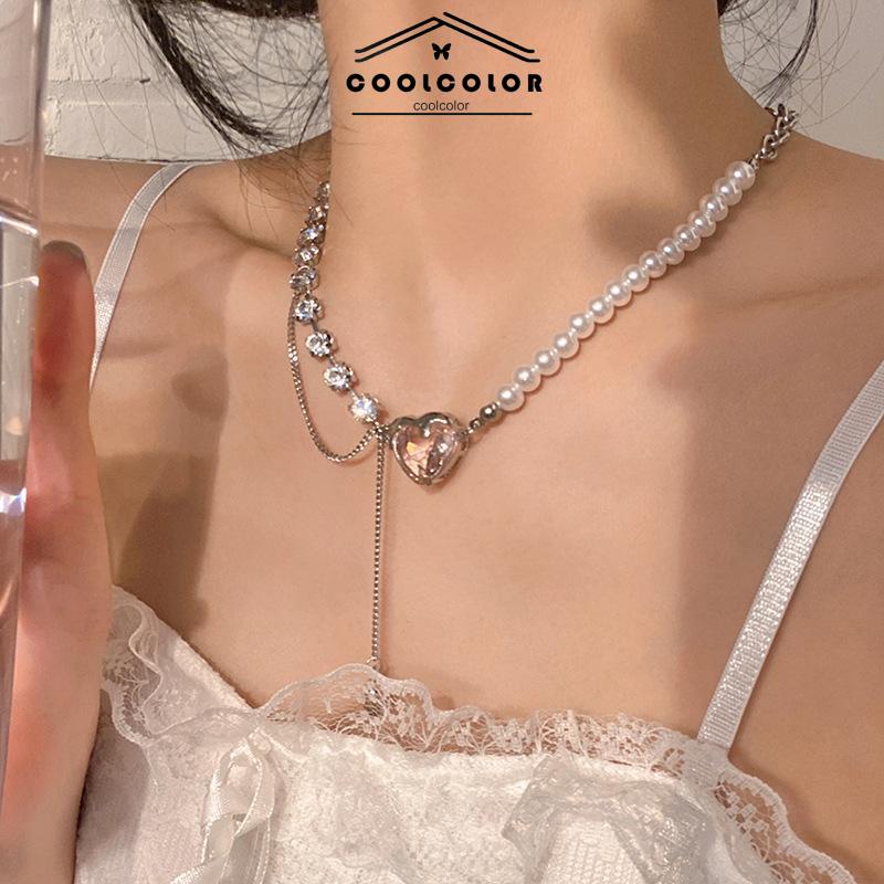 2023 Terbaru❤️Kalung Mutiara Cinta Jahitan Wanita Desain Niche Manis Keren Ringan Mewah Rantai Tulang Selangka  Hadiah Ulang Tahun Kado Fashion Aksesoris COD