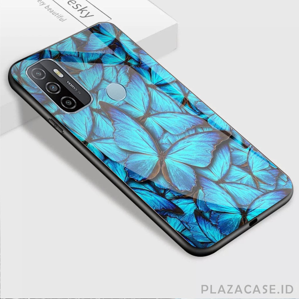 Blue Softcase Glass [K56] A53 A92 A52 C12 C11 C15 Y20 Y30 Y50 RENO 4 A91 A31 REDMI 9 REDMI NOTE 9