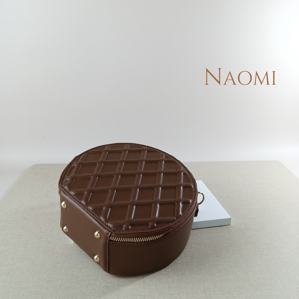 NAOMI - Premium Last stok no restock Allena Bag Tas Fashion Wanita Tas - Sling Bag - Tas Impor - Tas Premium - Berkualitas - tas naomi - tas motif waffle - naomi bag - tas bulat - tas circle - tas wafer