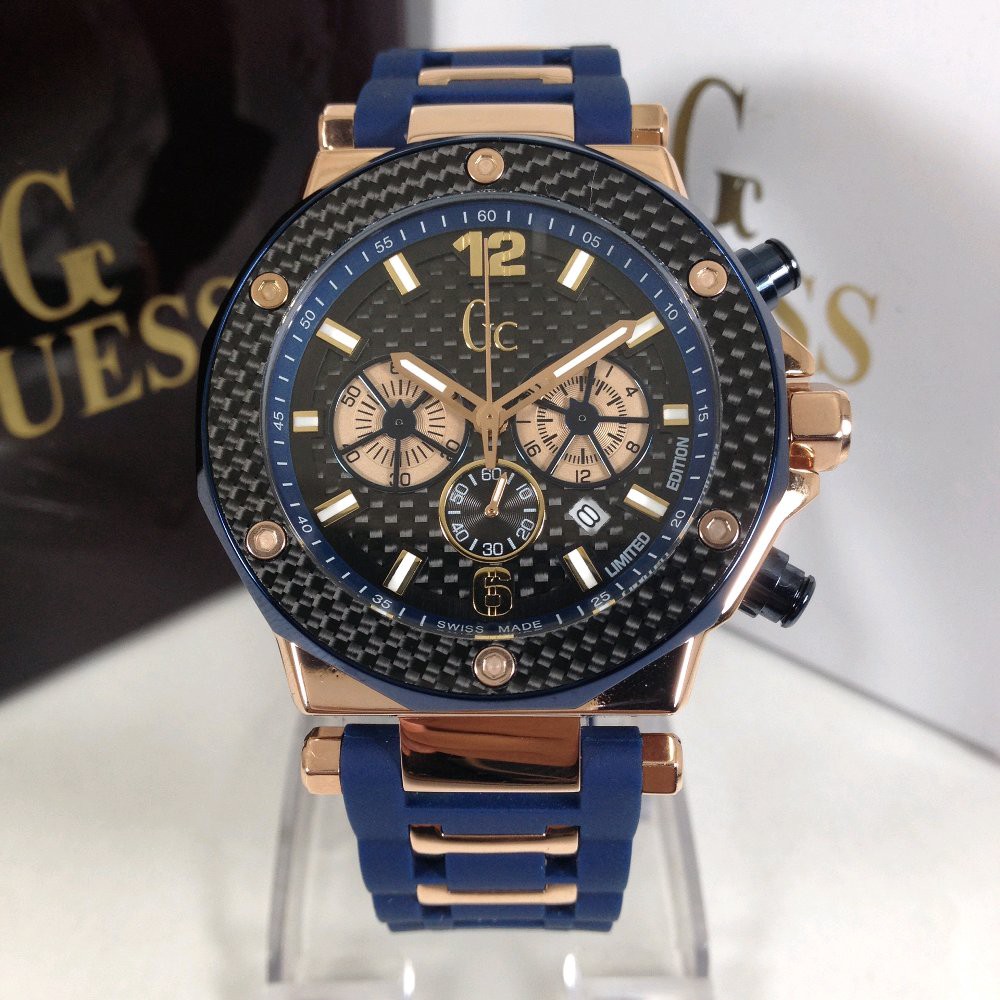 Jam Tangan Pria GU355 Collections GC X72037G2S blue rosegold 45mm Premium