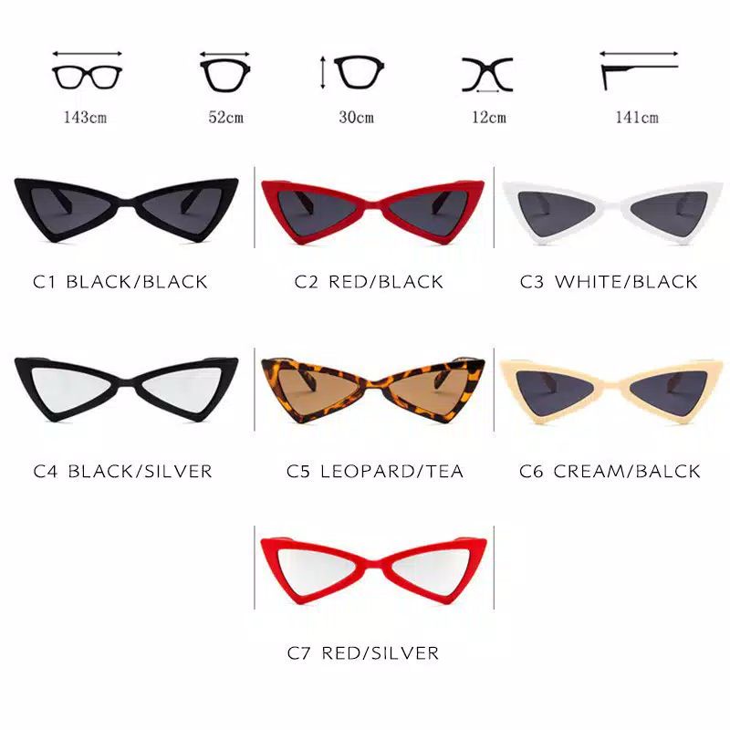 Kacamata Fashion  Wanita Model Korea Ulzzang Retro Cat eye Segitiga Kaca mata Import Kekinian Kacamata Hitam Wanita Retro Cat eye Segitiga Model Korea Ulzzang  Kcamata Cewek Lensa Hitam Segi Tiga Anti Silau Sinar Matahari UV Polarised Sunglasses KCH21