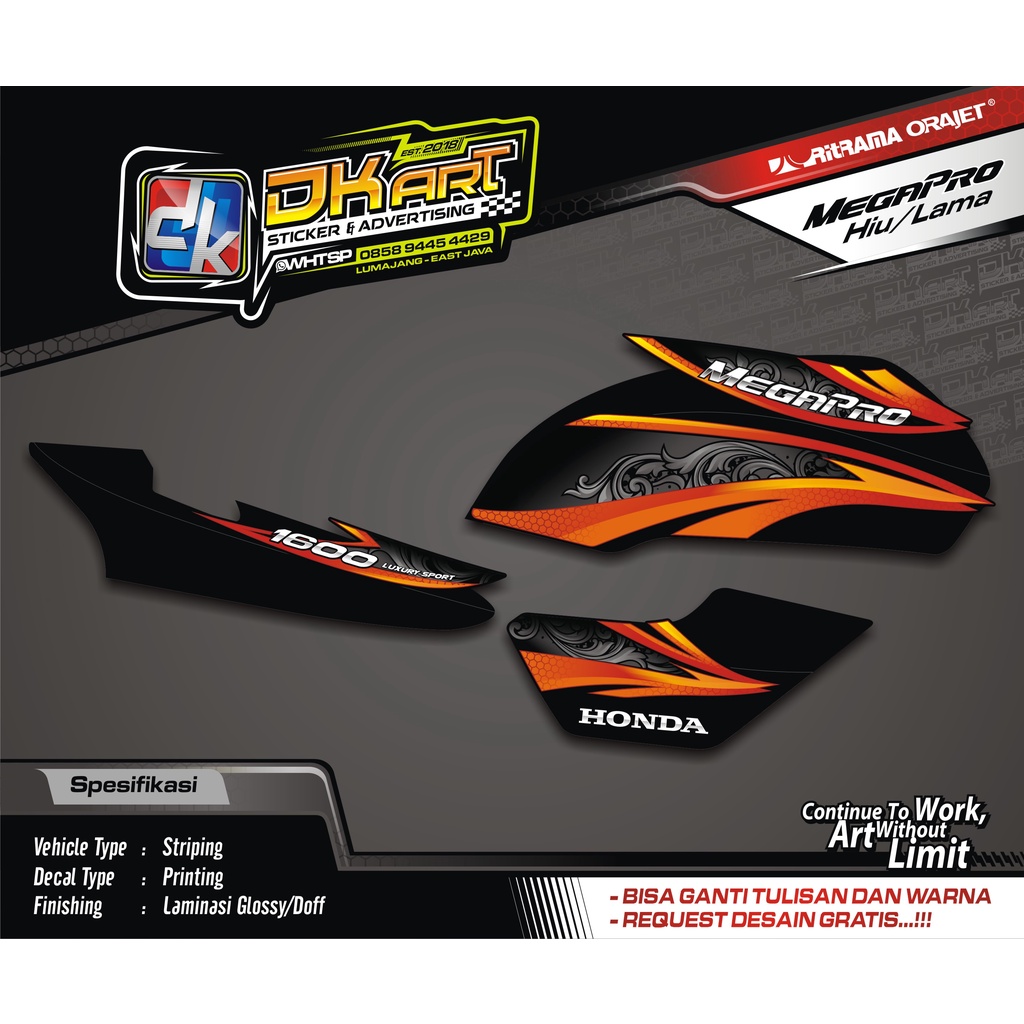 Striping Custom Variasi Megapro Hiu 2002-2003 MP Hiu Motif Original Custom Grafis