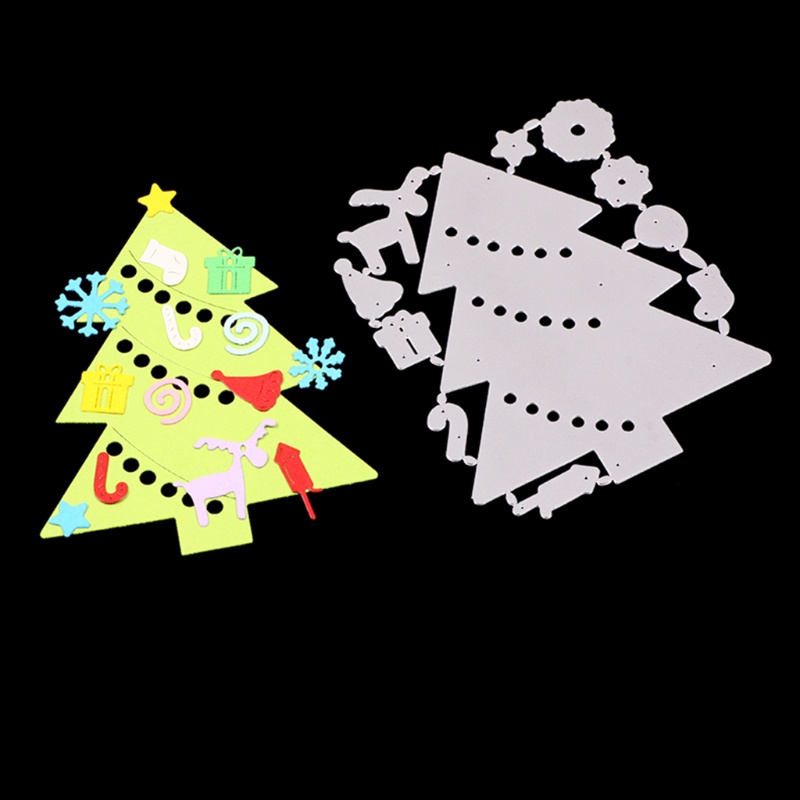 Cetakan Stensil Cutting Dies Motif Pohon Natal Bahan Metal Untuk Scrapbook / Craft DIY / Kartu