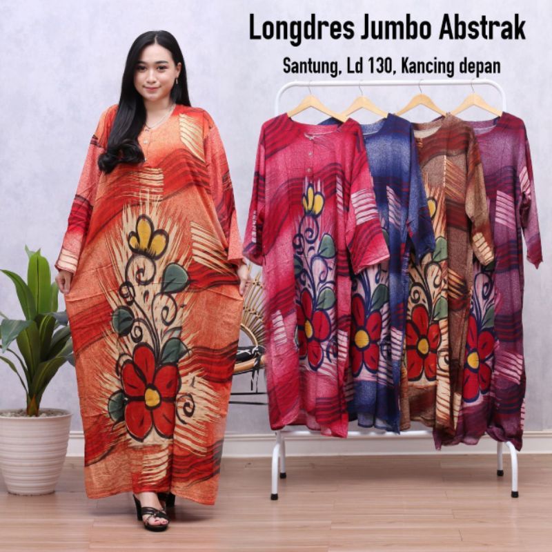 Daster Rayon Jumbo Lengan Panjang Semata Kaki Busui Bumil (Bunga,Kelapa,Miranti) Ld 130 Rayon Adem Murah