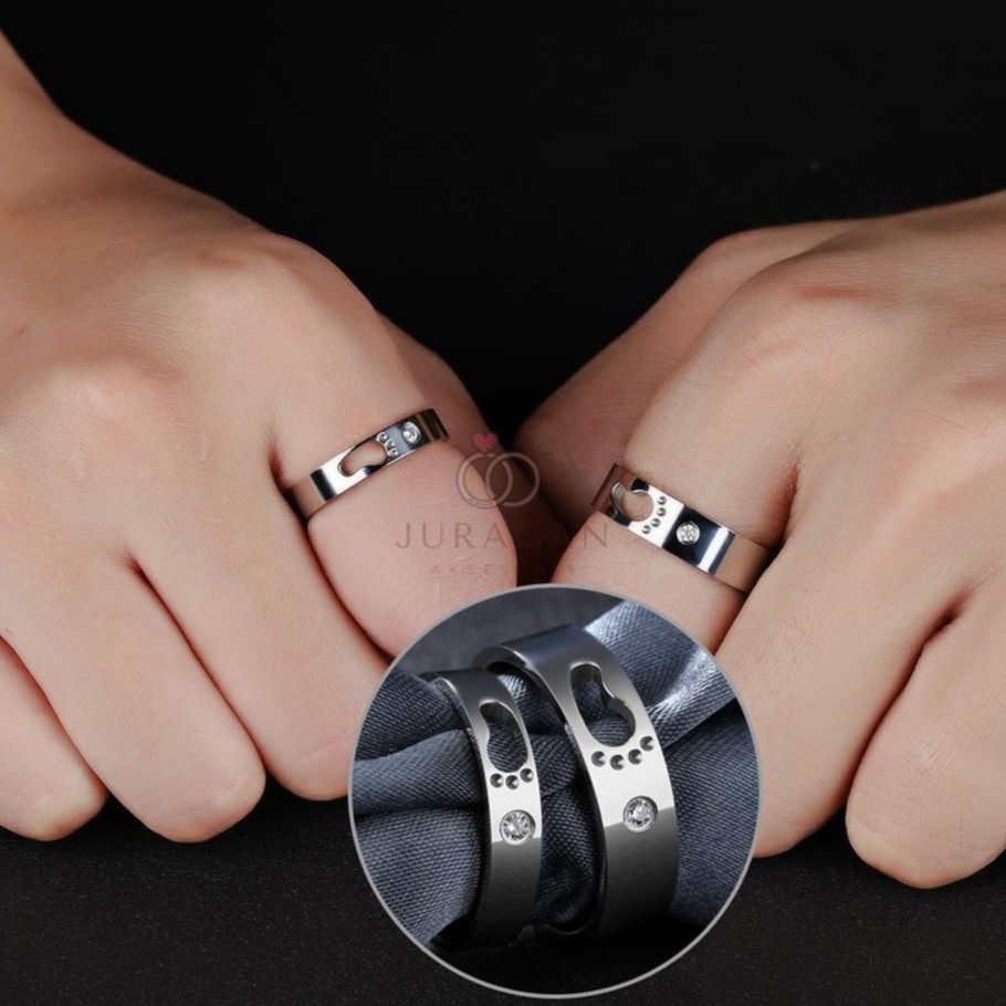 [HIGH QUALITY] Cincin Couple BUCIN R60 Titanium Ukir Nama + Box Cincin Beludru + BONUS Gelang Couple