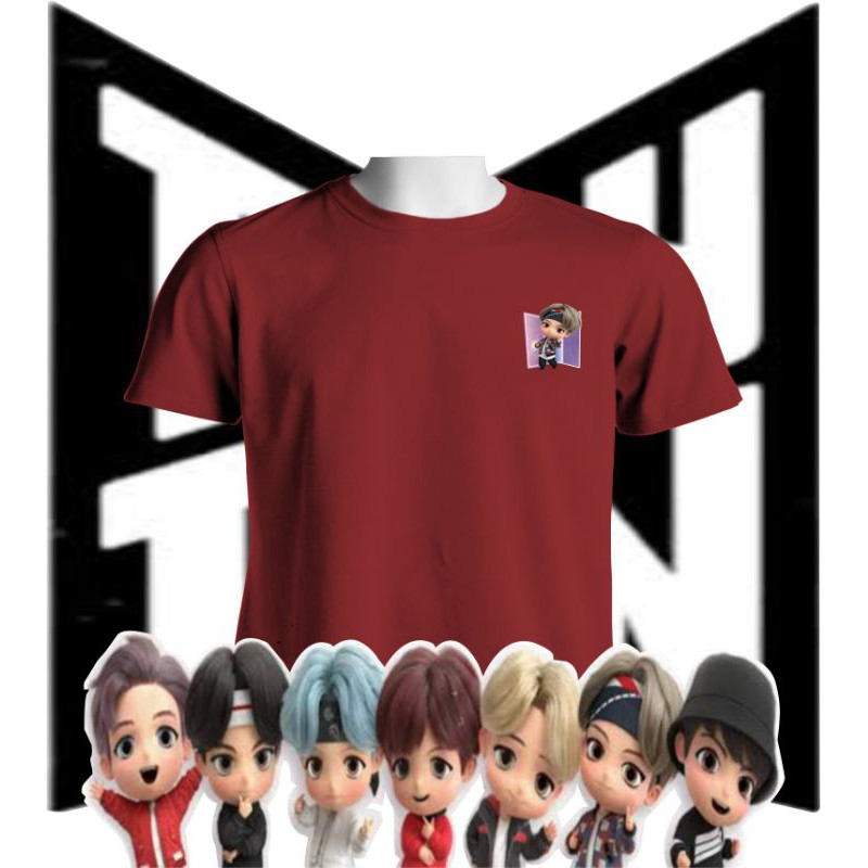 Baju Kaos Kpop BTS logo character tinytan Taehyung jungkok jhope jimin jin suga rm