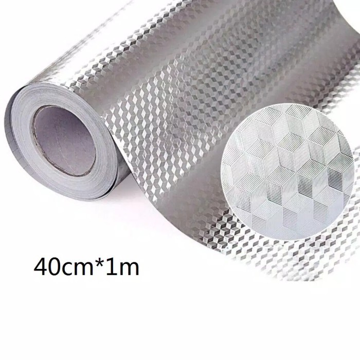 Stiker Alumunium Foil untuk Box Steriliser, Lemari, Laci &amp; Dapur Motif Kubik