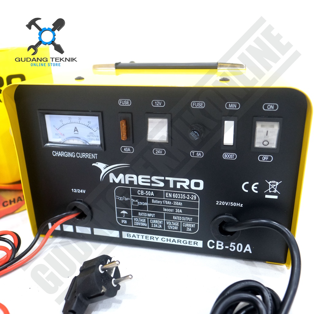 Charger Baterai Aki Motor Mobil 50A MAESTRO CB50A / Ces Strum Accu Battery 50 Ampere CB 50A MAESTRO