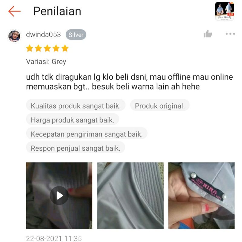 JILBAB TERLARIS ~ NINA QUIN ~ JILBAB INSTAN PET ~ JILBAB SPORT L ~ ORI NINA ~ premium quality-2