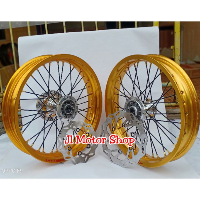 WHEELSET - Paket Velg Supermoto Super Moto KLX S L G BF - D-Tracker 150 BAN MAXXIS IRC ZENEOS