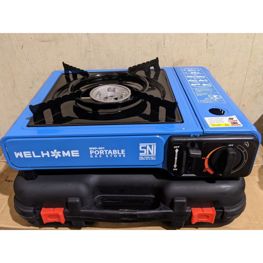 PAKET Kompor Gas Portable Welhome WKP-001 Camping 2 in1 Original + GAS KALENG PROMO