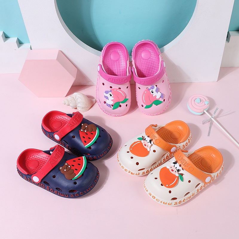 HappyOliver ZOO&amp;FRUIT PAO2 anak Sandal slop anak laki perempuan cewek import