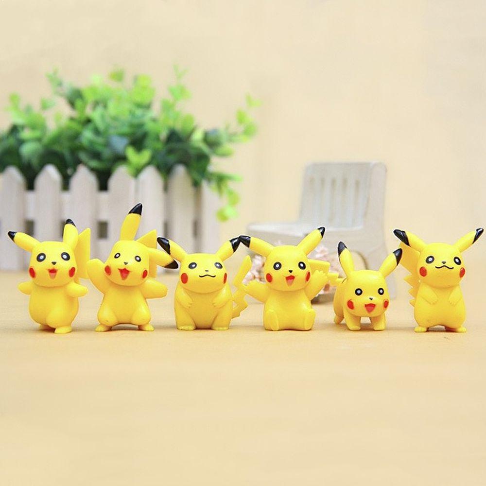 Lanfy Pikachu Figure Hadiah Ulang Tahun 6pcs/set Mainan Mini Anime PVC Pokemon