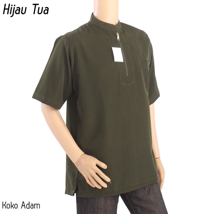 BAJU KOKO DEWASA KOKO BORDIR BUSANA MUSLIM PRIA PENDEK HITAM POLOS