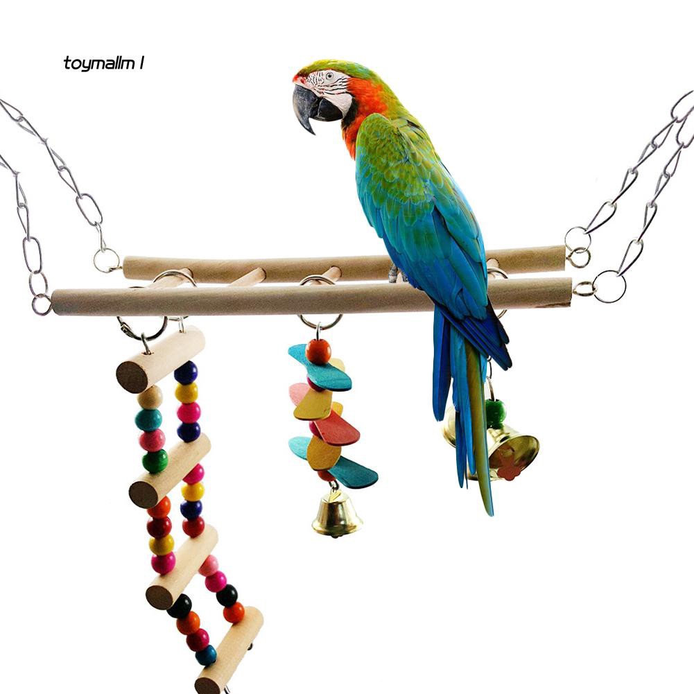 Mainan Tangga Panjat Bahan Kayu Warna Warni Untuk Burung Kakak Tua