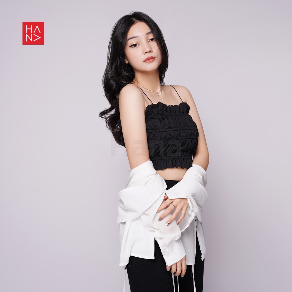 HanaFashion JKT - Popi Ruched Crop Tank Top / Tank Top Kerut Wanita - TT253