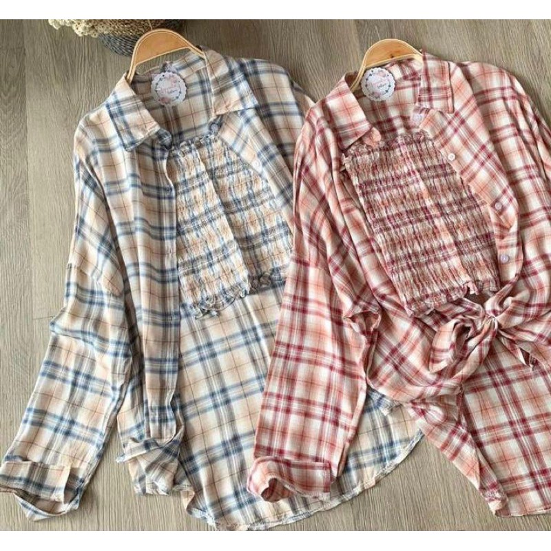 Suzy Tartan Tanktop Shirt ( set kemeja + tanktop ) MOTIF BARU