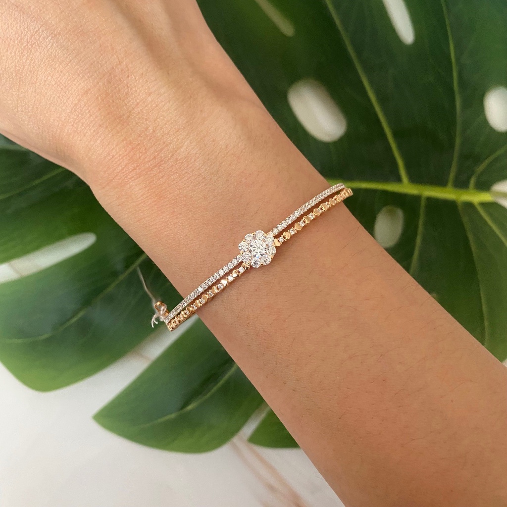 Gelang Kaku Emas 16K Kadar 700 70 Fashion Zircon 7.33 Gram