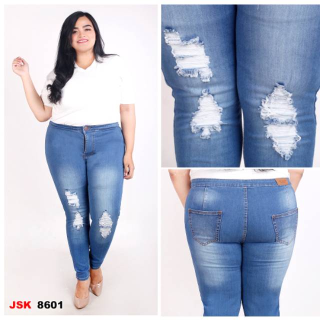 Celana Panjang Ripped Highwaist Jumbo size Wanita