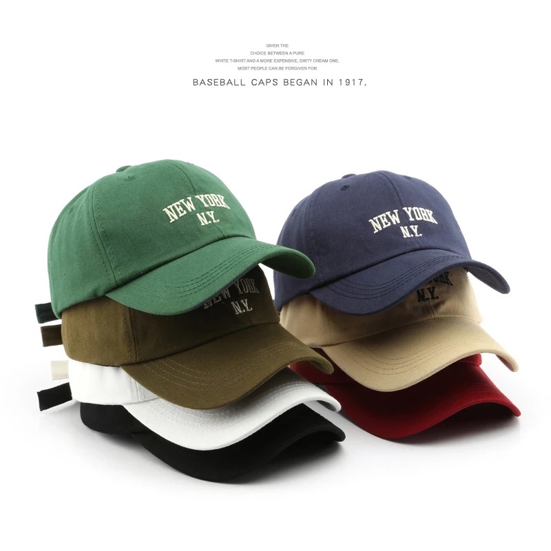 Topi baseball Matahari Motif Bordir Tulisan New York NY Gaya retro Korea hip hop Untuk Unisex