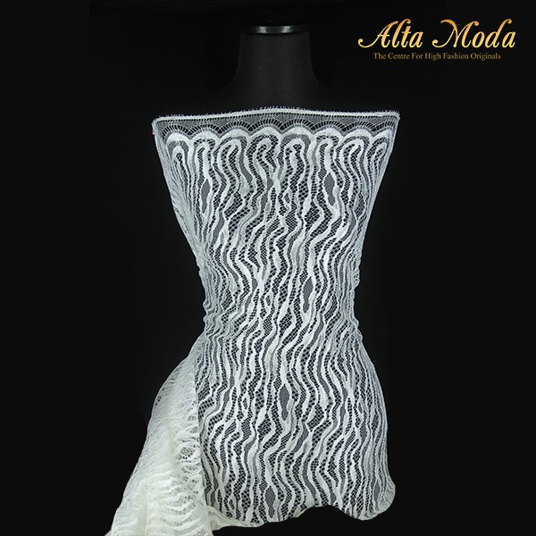 

Alta Moda Brokat Perancis Abstract Stripe White