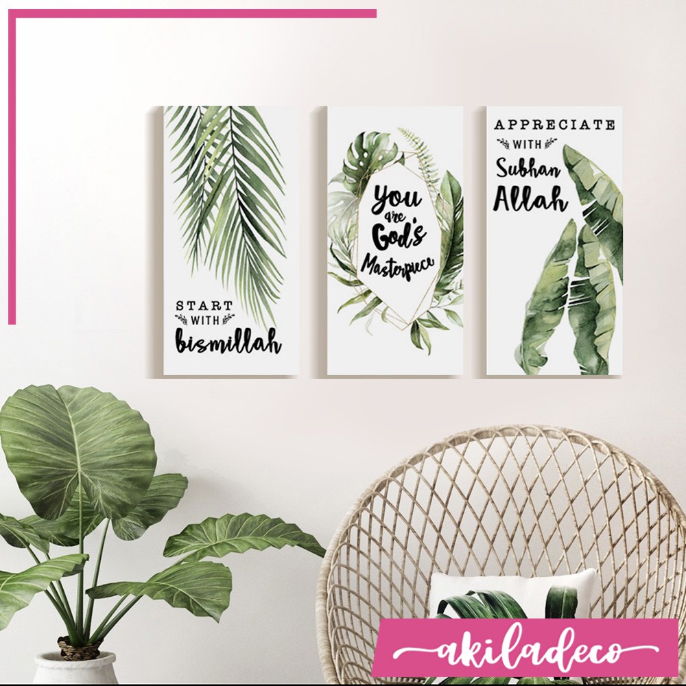 DAPAT 3 Hiasan dinding kamar pajangan wall decor rumah quotes islami Poster dinding monstera bunga