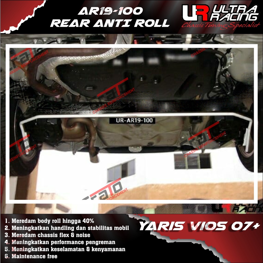 Aksesoris Stabiliser ULTRA RACING Safety Bar - Swaybar - Rear Anti Roll 19MM - Toyota Vios Yaris 07+