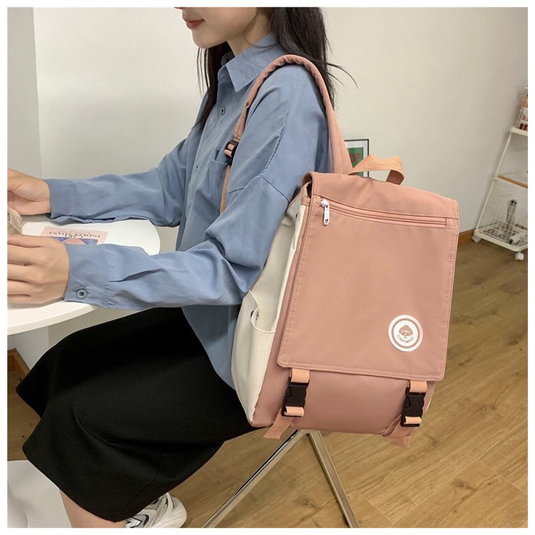 Zana Twotone Korean Polyester School backpack/Tas ransel Laptop Polos Twotone Nilon waterproof import remaja