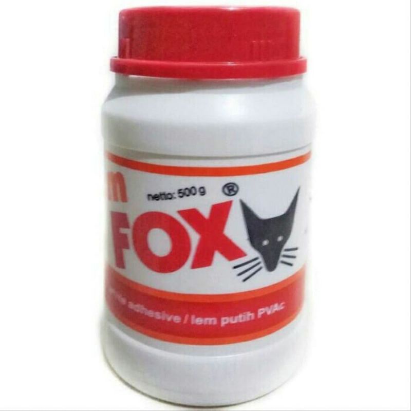 Lem putih fox botol 500gr (tutup merah)