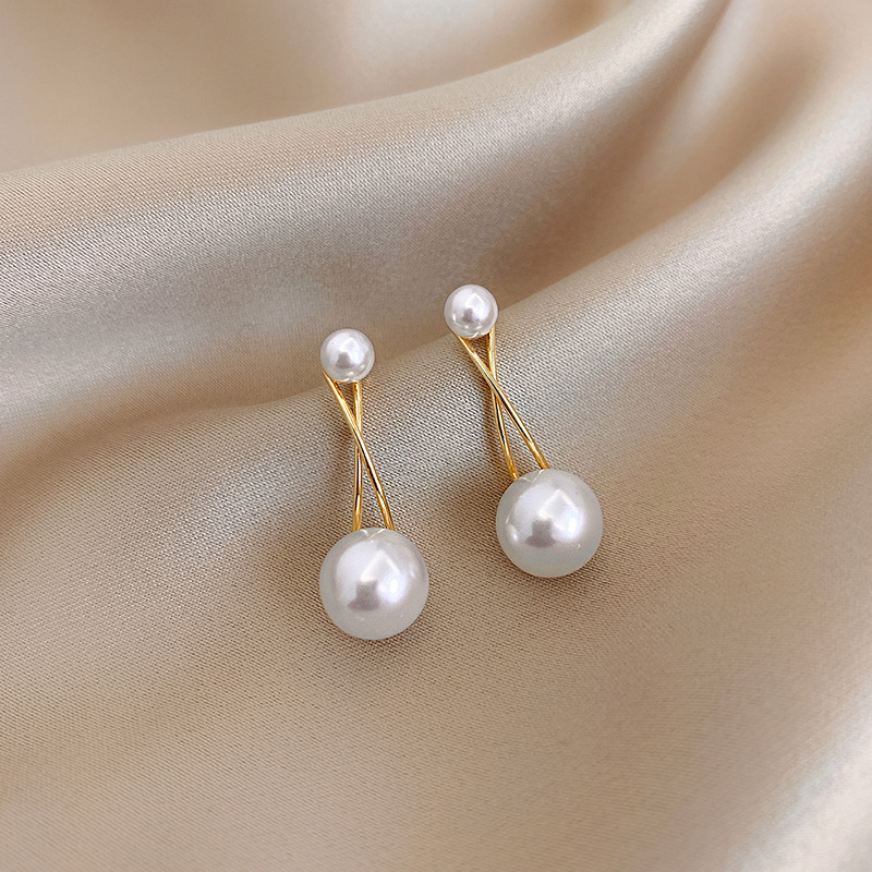 Korean Style Pearl Cross Earrings Fashion Simple Jewelry Accessories