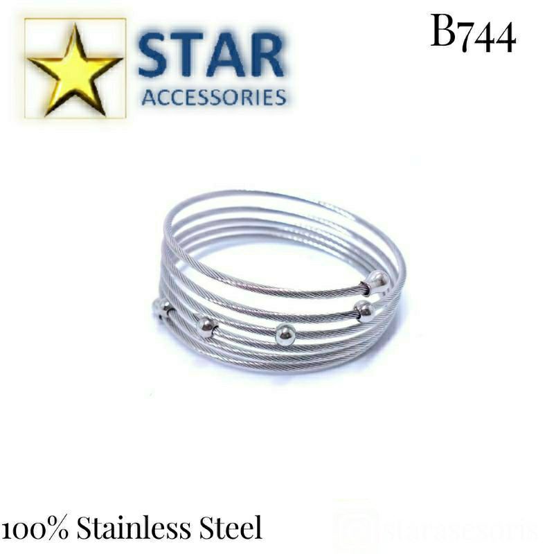 Gelang Titanium Spiral Silver | Gelang Titanium Spiral Elastis Silver