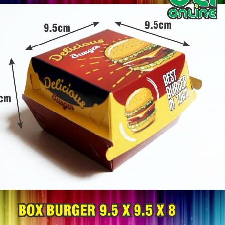 

Kotak Burger 9.5x9.5x8 isi 50 pcs / Dus Burger / Box Burger / Kemasan Burger /Packaging Burger