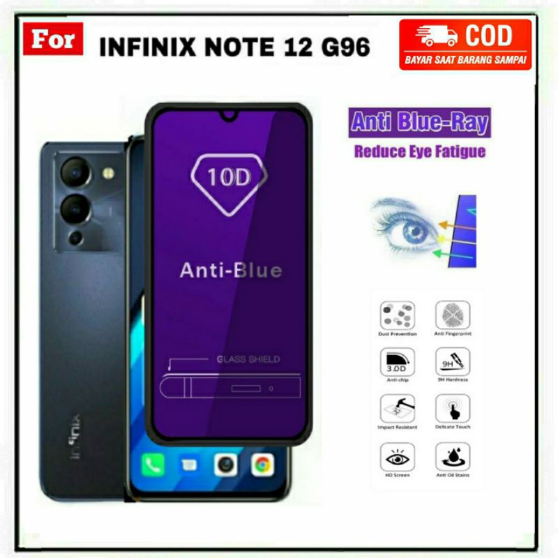 Tempered Glass Blue Light INFINIX NOTE 12 G96 12 11 11S 11NFC 11 PRO 10 10 PRO  8 HOT 12 12 Play 10S  10 11 11s 11s NFC SMART 6 Zero 5G Tg Layar Anti Radiasi Full Cover