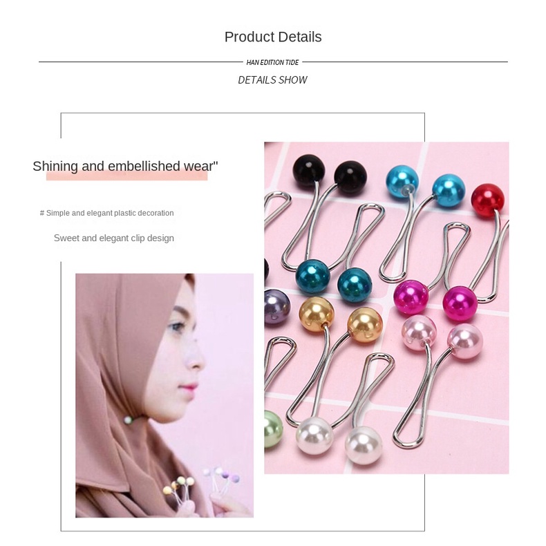 Klip Jilbab Perhiasan Muslim Fashion Syal Gesper Kerudung Leher Klip Wanita Mutiara Syal Klip Pin Kecil