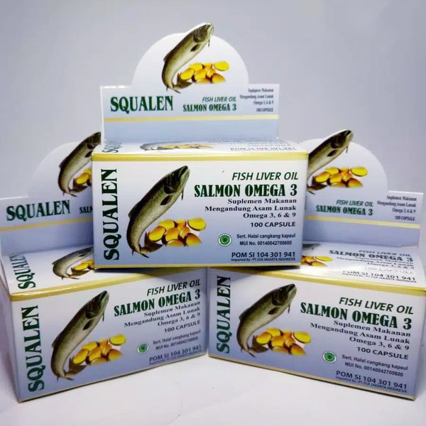 SQUALEN Fish Liver Oil Omega 3 / Minyak Ikan Salmon EPA DHA