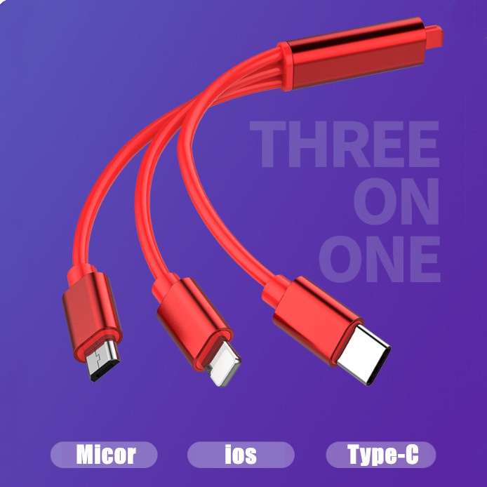 [ One To Three Mobile Phone Charging Cable ][ Three In One Telescopic Data Cable ][ universal USB charging cable one for three ]