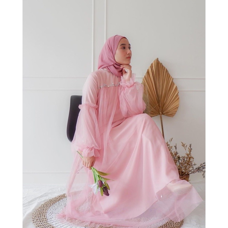 [ORI] Shandrina Tile Dress ld 110 Tile Full Keliling Full Furing Brukat Jumbo/Dress Payet Maxy Mayung Lebar Kondangan Muslimah Lebaran