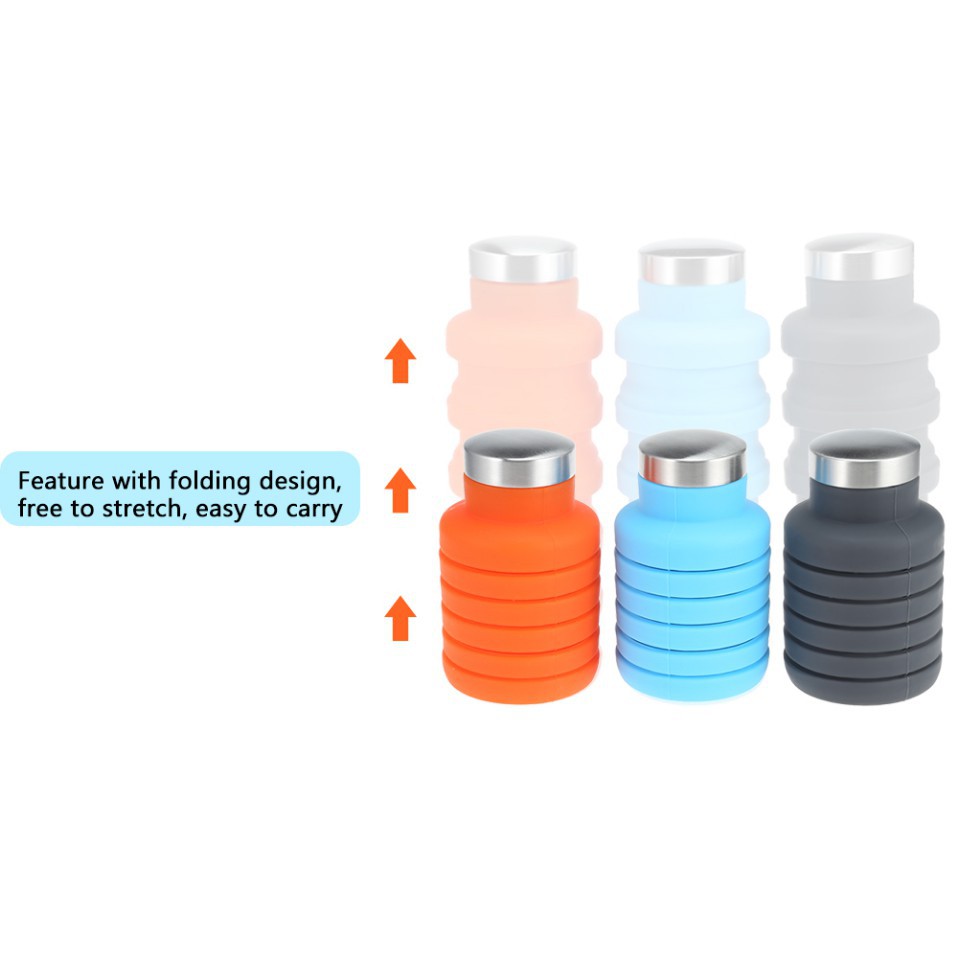 Botol Air Minum Lipat Portabel Bahan Silikon 500 Ml
