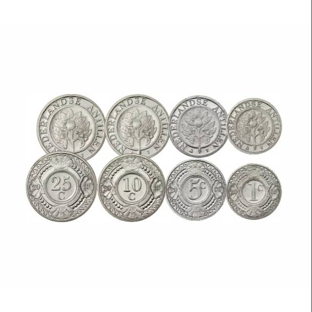 Netherland Antilles Coin set 4 Keping 1 5 10 25 Cent 2005 sd 2010