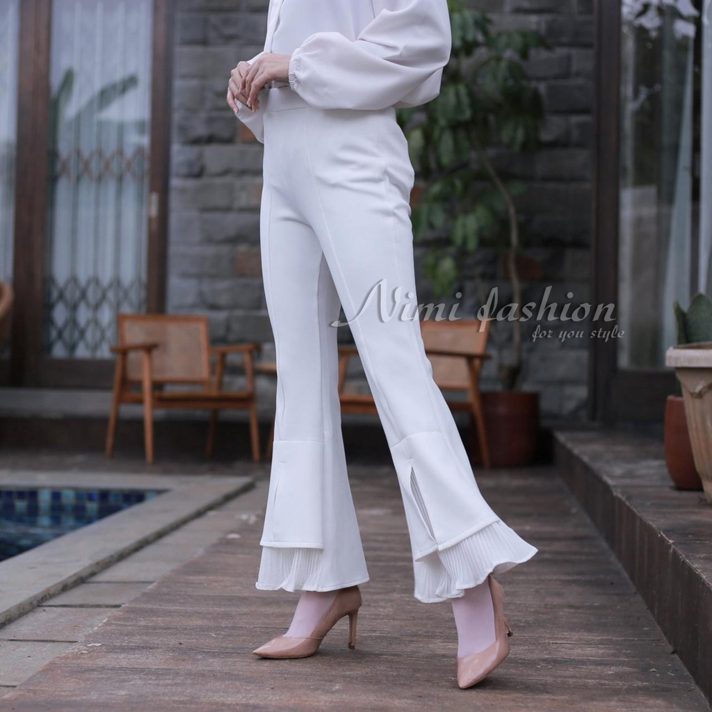 NIMI - Fayola Pants Celana Cutbray Scuba Celana Scuba Import Bawahan Cutbray HighWaist Office Pants