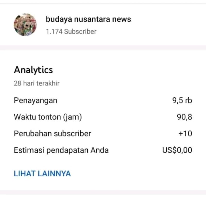 Akun YouTube belum monetisasi subscribe kecil