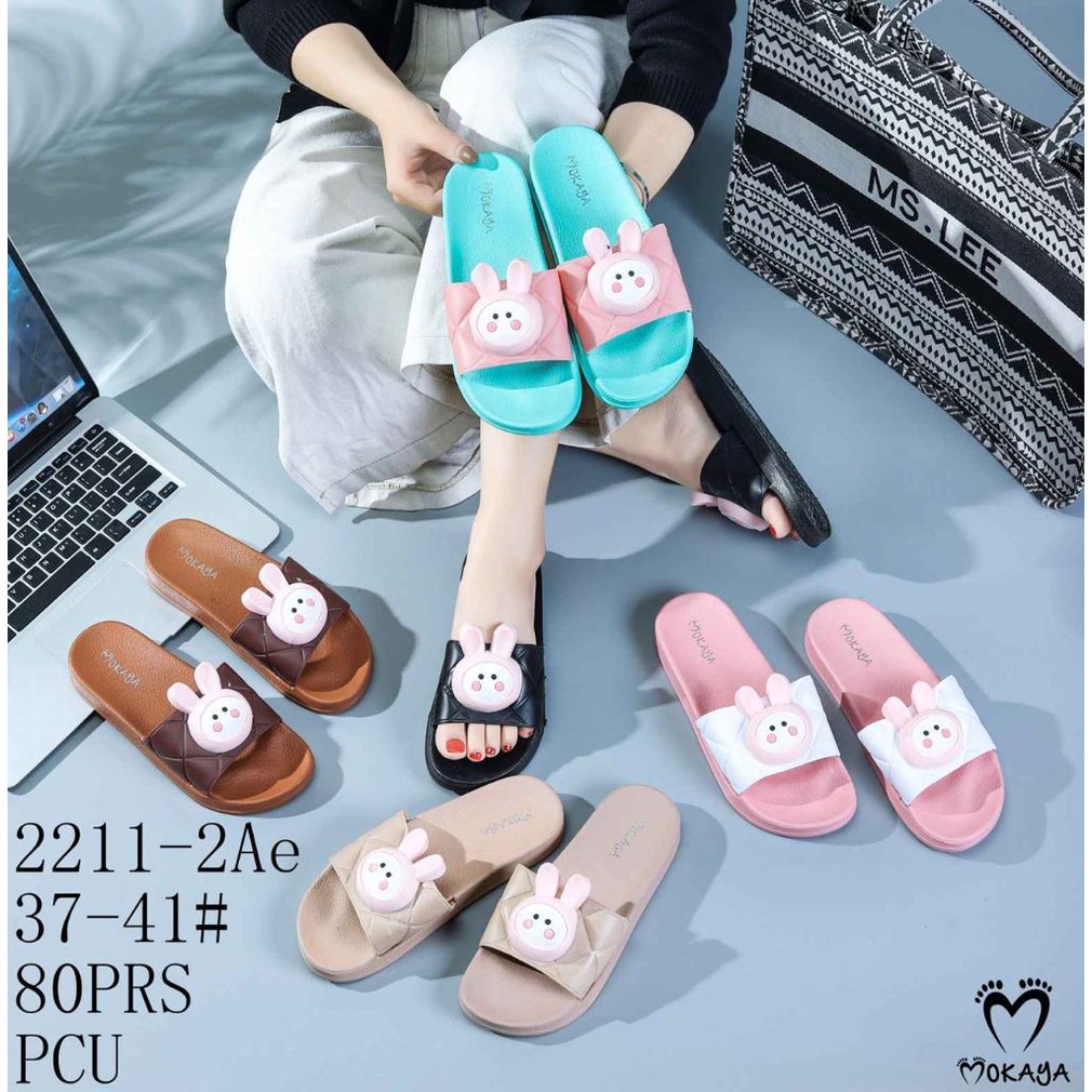 Sandal Slop Tebal Motif Kelinci BEST SELLER Import Mokaya 2211-2AE