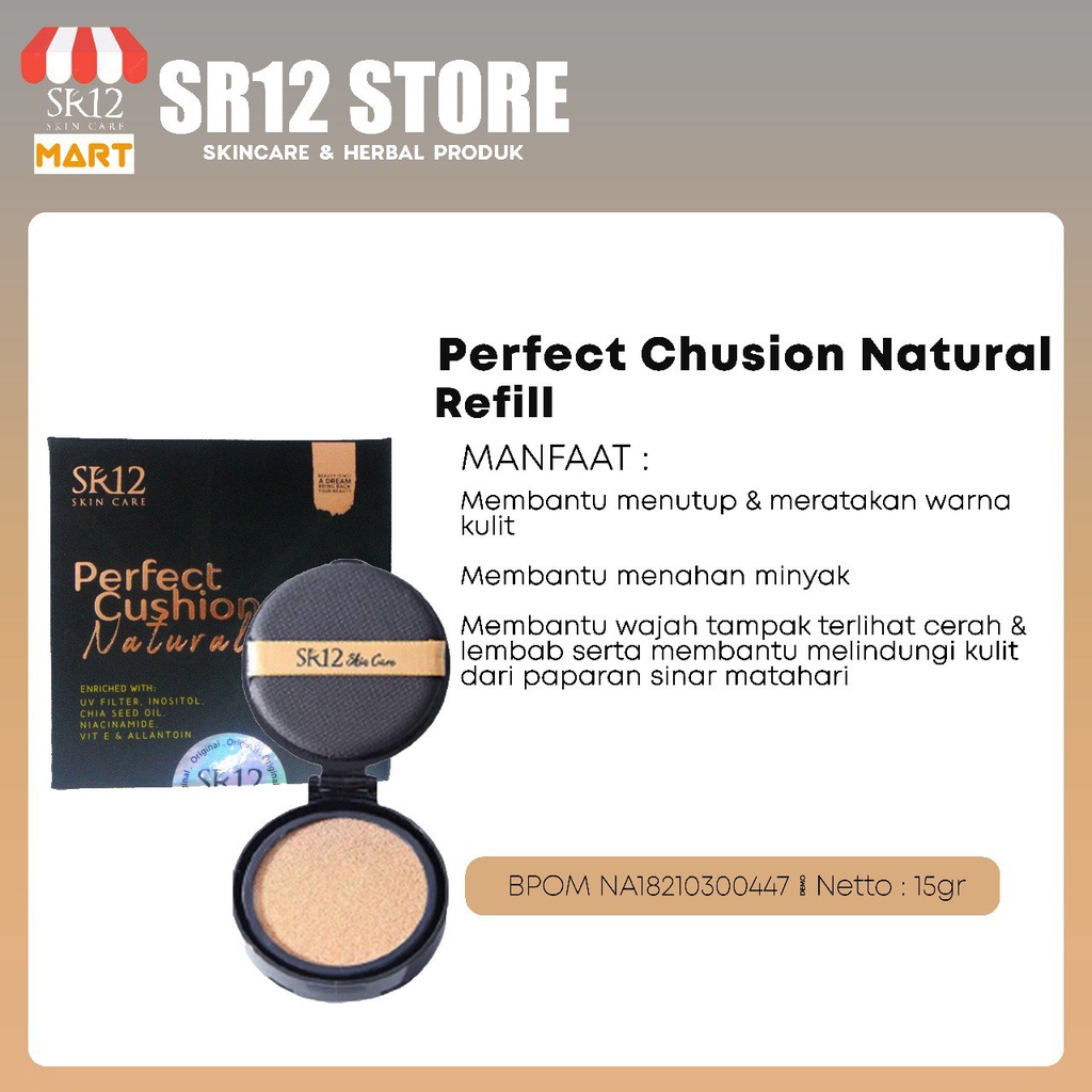 Perfect Pushion Natural Refil SR12 Bedak Padat Foundation Menutupi Bekas Jerawat Flek hitam spf 30
