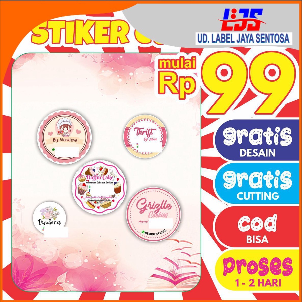 

Print CETAK STIKER LABEL OLSHOP MAKANAN MINUMAN MURAH SUDAH CUTTING Label Jaya