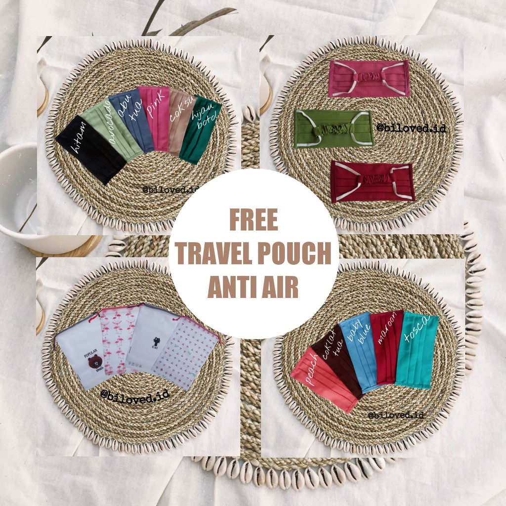 PROMO MASKER KAIN TALI KARET SERUT + FREE TRAVEL POUCH ...