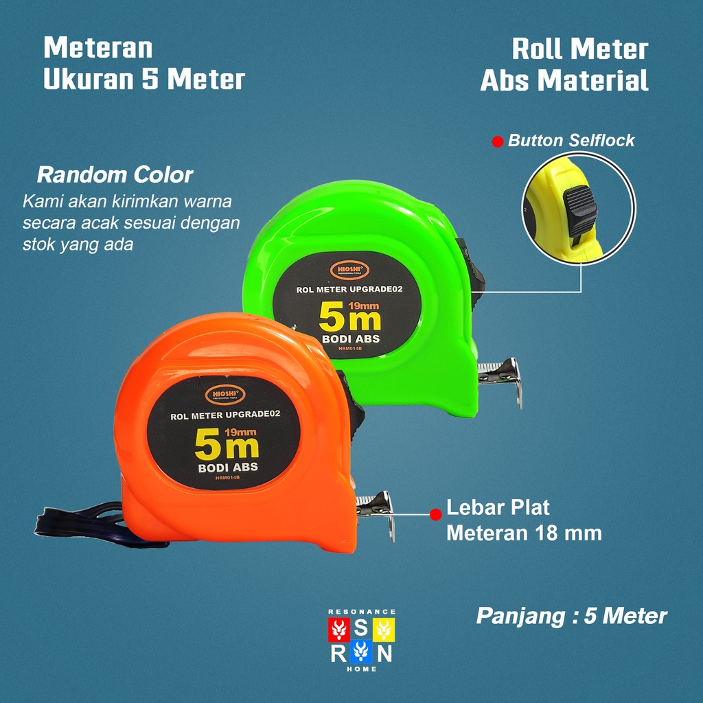 Meteran 5 Meter Stabilo Premium / Measuring Tape Roll Resonance Home