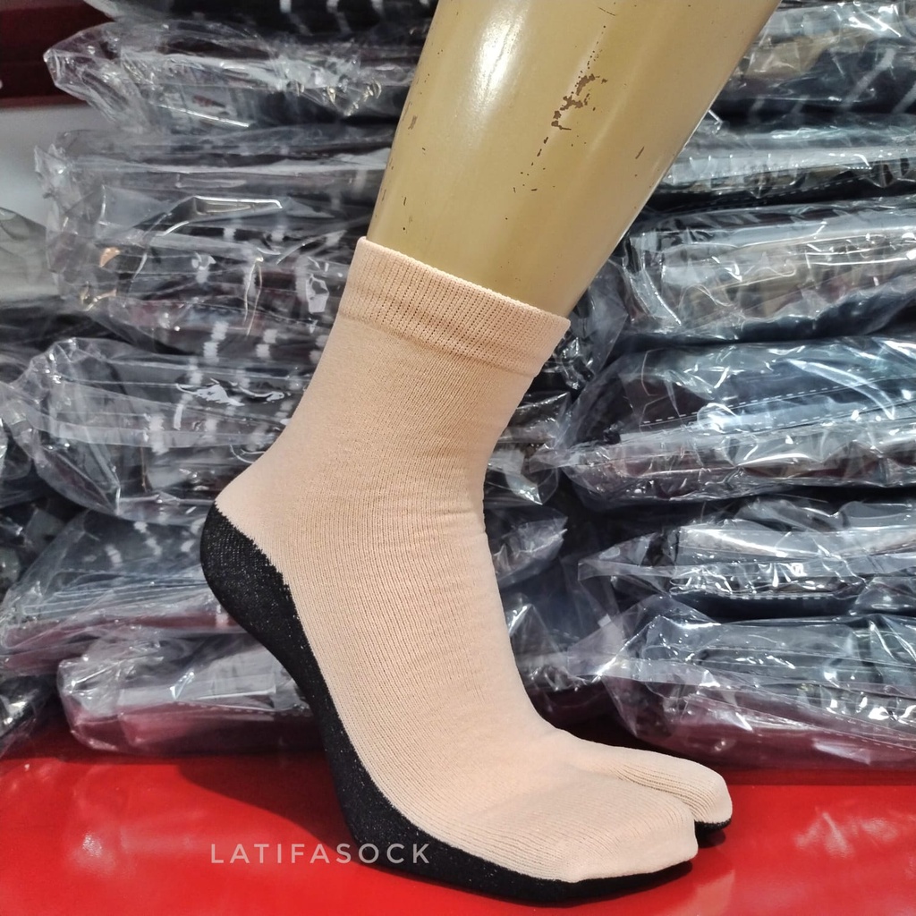 LUSINAN Kaos Kaki Jempol Polos Telapak Hitam Pendek Untuk Dewasa Bahan Nilon Spandek